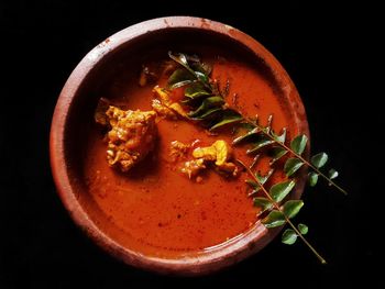 Close-up of soup in bowl on table