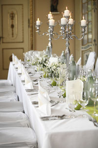 Laid wedding table with flowers