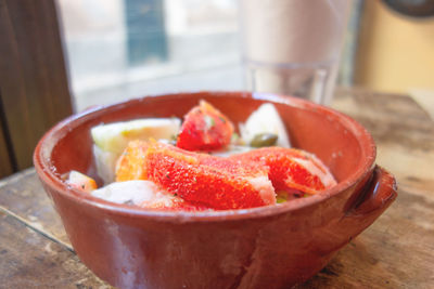 Close-up of dessert in bowl on table