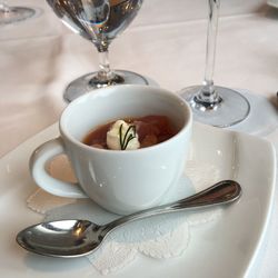 Close-up of tea cup on table