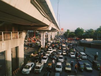 High angle view of city street