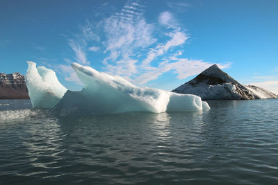 Iceberg in sunny day in jokulsarlon lagoon, iceland.