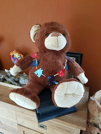 High angle view of toys on table at home