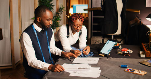 Business colleagues working at office