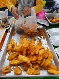 High angle view of food on table