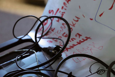 Close-up of eyeglasses on table