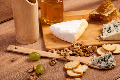 High angle view of food on table