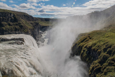 Scenic view of waterfall