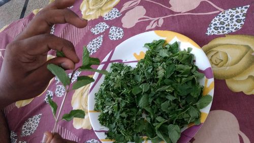 Woman holding salad