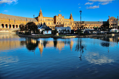 Reflection of buildings in water