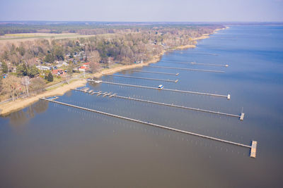High angle view of sea against sky