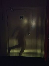 Man in illuminated room