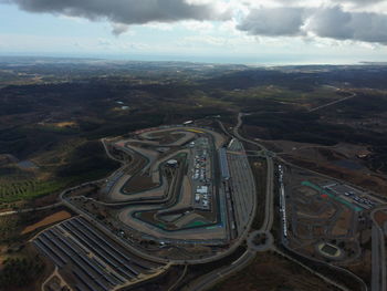 High angle view of landscape against sky