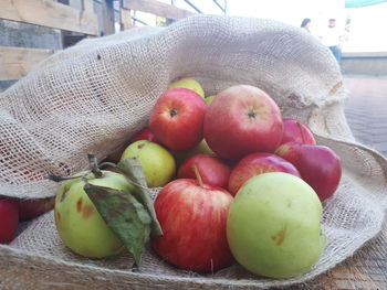 Close-up of apples on table