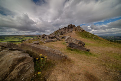 Scenic view of land against sky