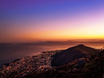 Scenic view of sea against clear sky during sunset