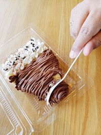 Close-up of person preparing food