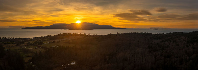 Winter sunset over orcas island, washington