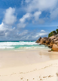 Idyllic empty sandy beach on tropical island