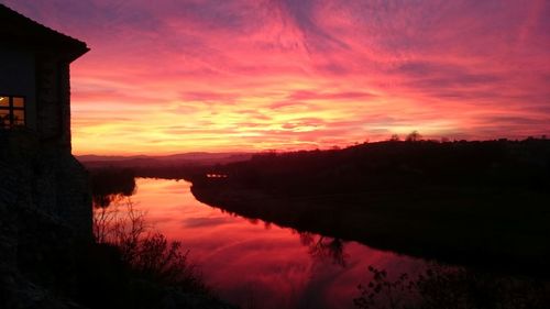 Sunset over calm lake