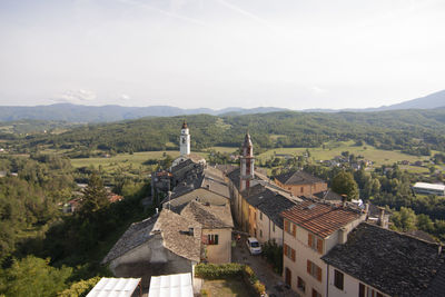 High angle view of townscape against sky