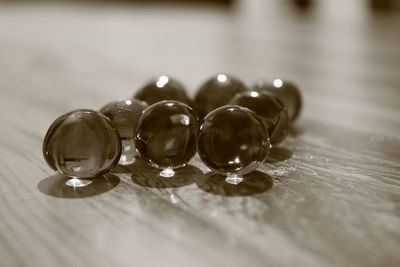 Close-up of glasses on table