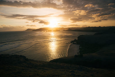 Scenic view of beach during sunset