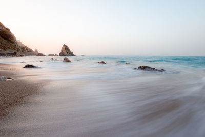 Scenic view of sea against clear sky