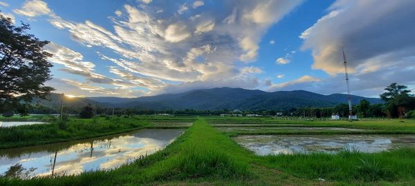 Scenic view of lake against sky