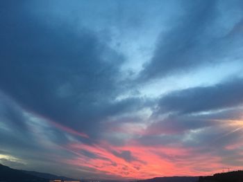 Low angle view of sky at sunset