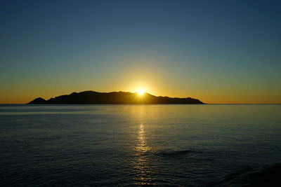 Scenic view of sunset over sea