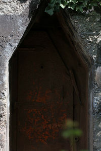 Low angle view of weathered wall