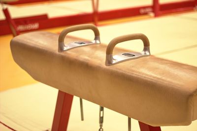 Close-up of empty seats on table