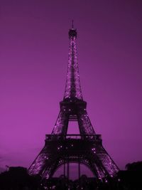 Low angle view of illuminated tower