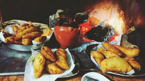 Close-up of food on table