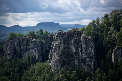 Scenic view of rocky mountains against sky