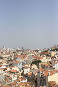 Cityscape against clear sky