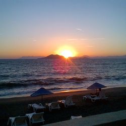 Scenic view of sea at sunset