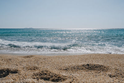 Scenic view of sea against clear sky