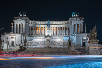 Light trails on city lit up at night