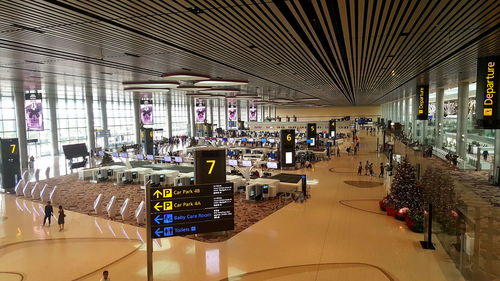 Interior of illuminated restaurant