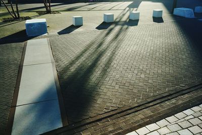 High angle view of shadow on floor