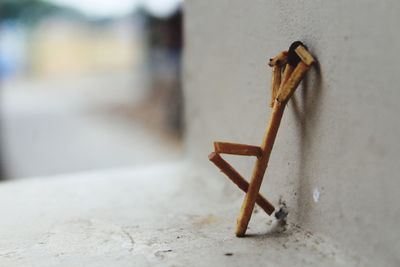 Close-up of rusty metal on wall