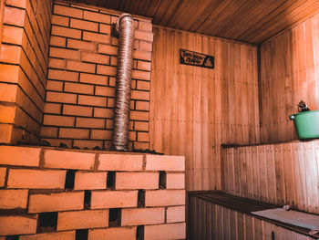 View of wooden wall in building