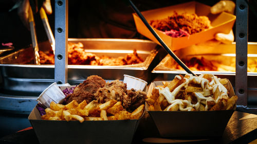 Close-up of food in tray