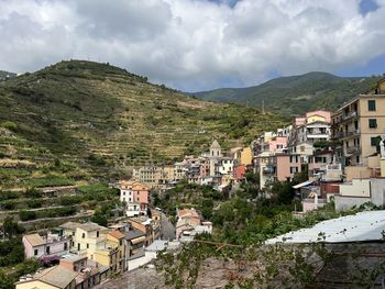 High angle view of townscape against sky
