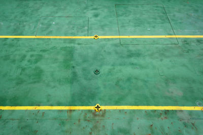 High angle view of floor and lines