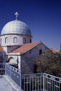 Exterior of building against clear blue sky