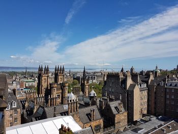 High angle view of city against sky