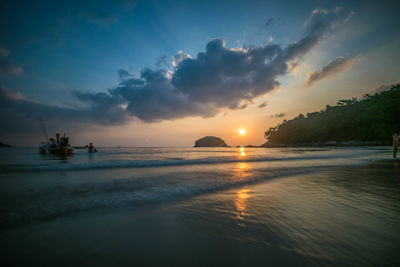 Scenic view of sea against sky during sunset